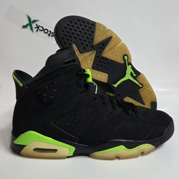 Nike Air Jordan 6 Retro Electric Green Men's Size 12 Black Sneakers CT8529–003